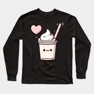 Kawaii Cute Vanilla Ice Cream with a Big Heart | Summer Time Design for Kawaii Lovers Long Sleeve T-Shirt